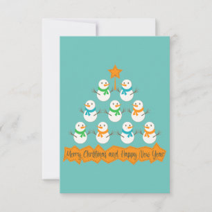 Christmas tree pyramid made of xmas snowmen RSVP card