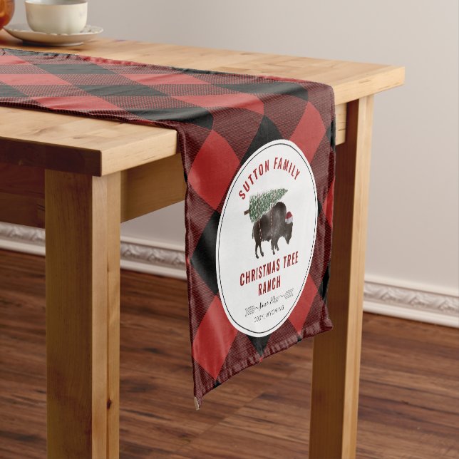 Christmas Tree Ranch Buffalo Red Plaid Santa  Short Table Runner (In Situ)