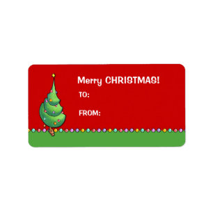 Christmas Tree red2 Gift Tag Label