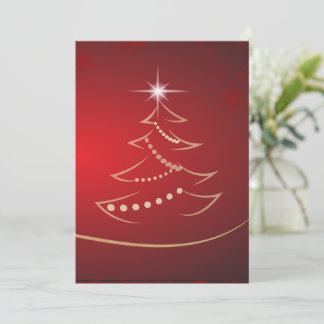 Christmas Tree Red Background Christmas Card