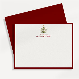 Christmas Tree Red Border Note Card