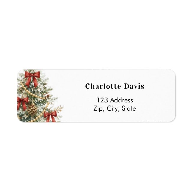 Christmas tree red bows return address (Front)