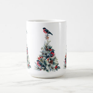 Christmas tree Red Bullfinch Coffee Mug