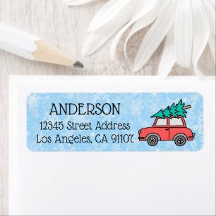 Christmas Tree & Red Car Return Address Labels