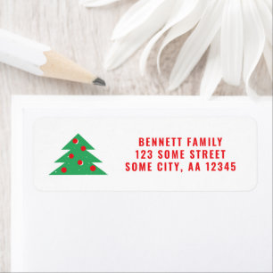 Christmas Tree Red Family Holiday Return Address