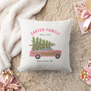 Christmas Tree Red Family Wagon Car Cushion