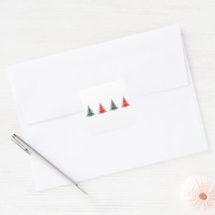 Christmas Tree Red Green Design Square Sticker
