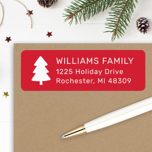 Christmas Tree Red Modern Holiday Return Address