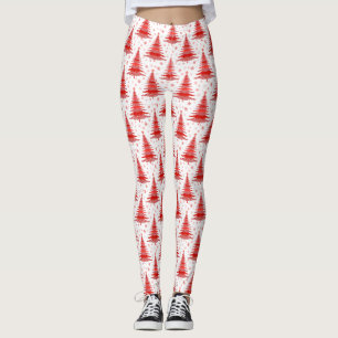 Christmas Tree Red Pattern Design Leggings