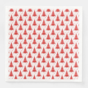 Christmas Tree Red Pattern Design Napkin