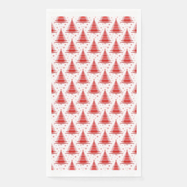Christmas Tree Red Pattern Design Napkin (Front)