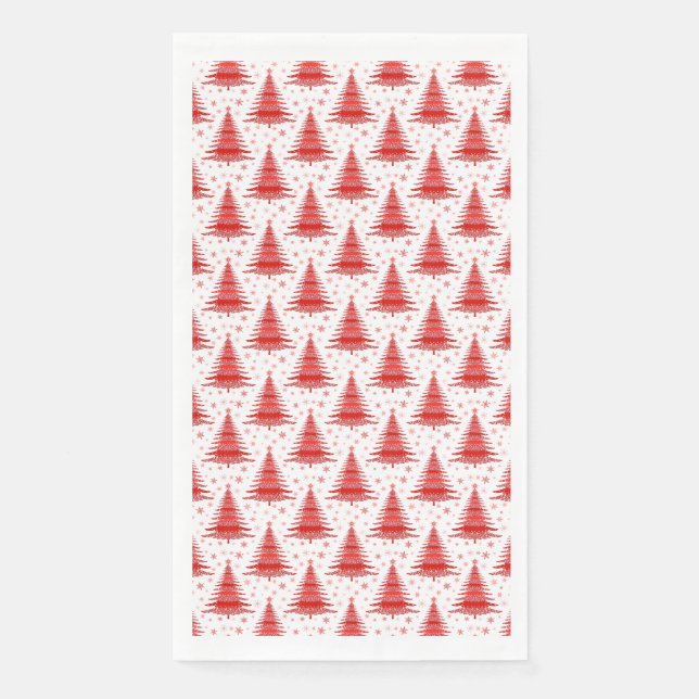 Christmas Tree Red Pattern Design Napkin (Front)