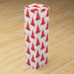 Christmas Tree Red Pattern Design Wine Box<br><div class="desc">Red Christmas Tree pattern design with red snowflakes.</div>