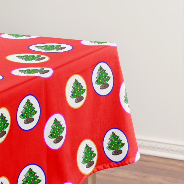 Christmas tree red pattern tablecloth (In Situ)