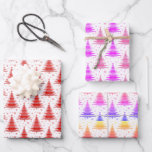 Christmas Tree Red Pink Blue Pattern Design Wrapping Paper Sheet<br><div class="desc">Red,  pink Christmas tree design with red,  pink,  blue and yellow snowflakes.</div>
