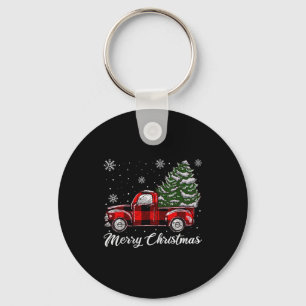 Christmas Tree Red Truck Pajama, Vintage Buffalo P Key Ring
