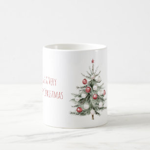 Christmas Tree Red White Ornaments Coffee Mug