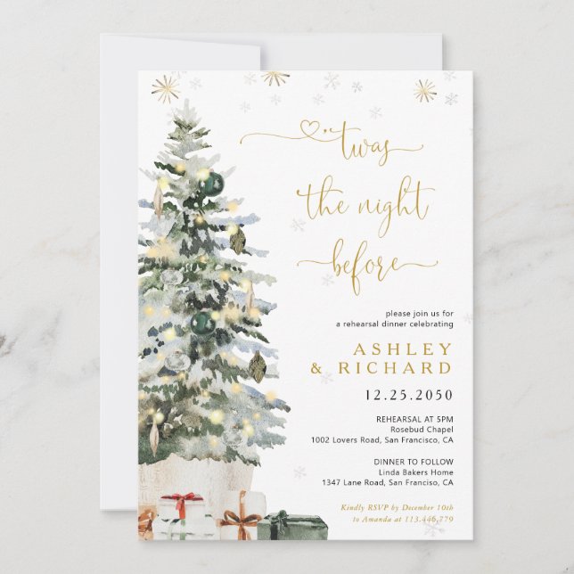 Christmas Tree Rehearsal Dinner Invitation (Front)