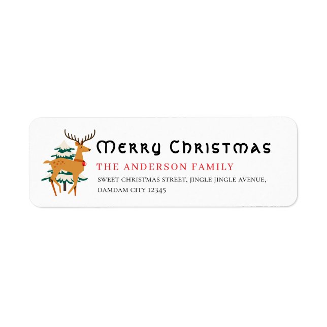 Christmas Tree & Reindeer Simple Return Address (Front)