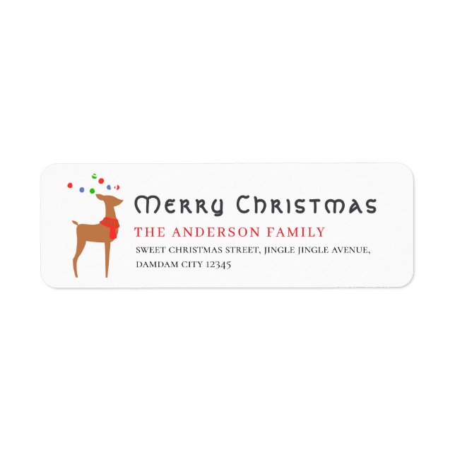 Christmas Tree & Reindeer Simple Return Address (Front)