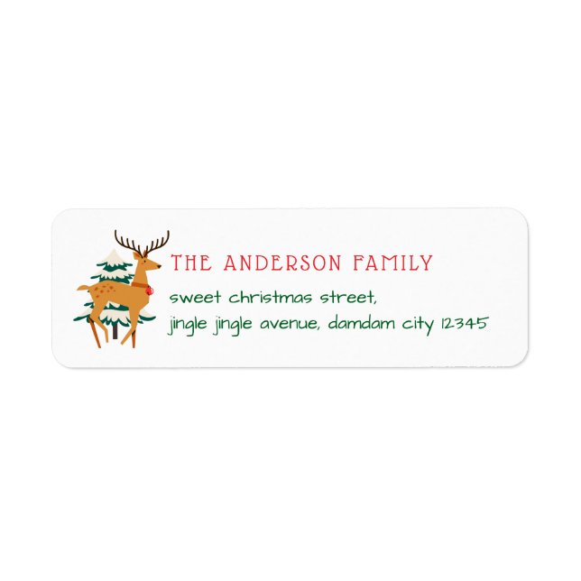 Christmas Tree & Reindeer Simple Return Address (Front)
