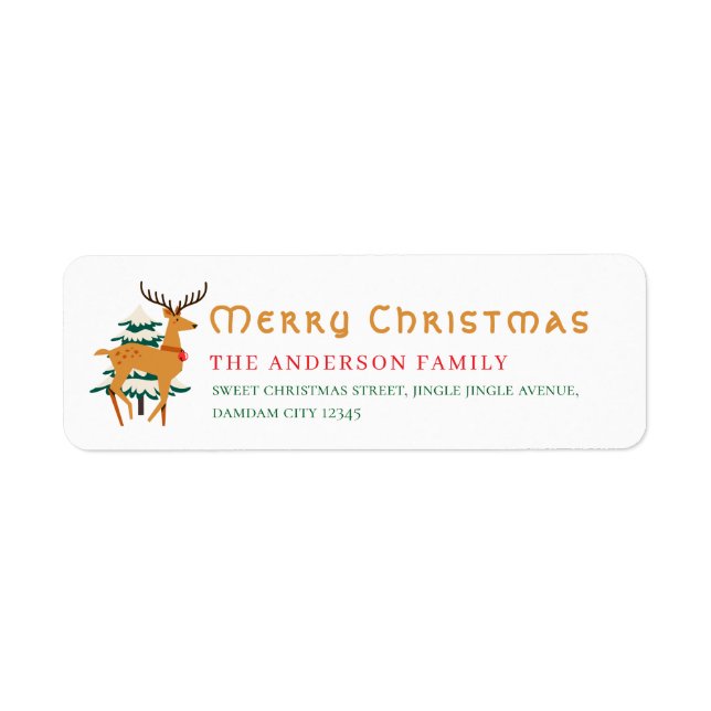 Christmas Tree & Reindeer Simple Return Address (Front)