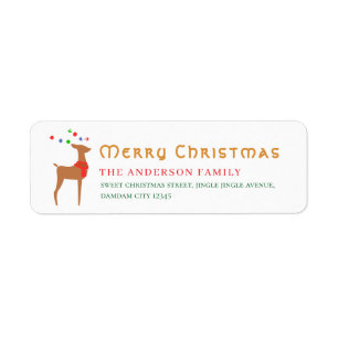 Christmas Tree & Reindeer Simple Return Address