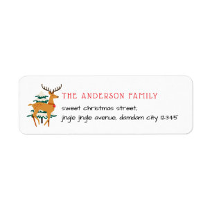 Christmas Tree & Reindeer Simple Return Address