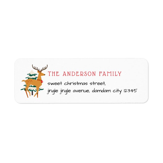 Christmas Tree & Reindeer Simple Return Address (Front)