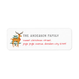 Christmas Tree & Reindeer Simple Return Address