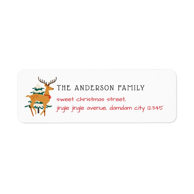 Christmas Tree & Reindeer Simple Return Address (Front)