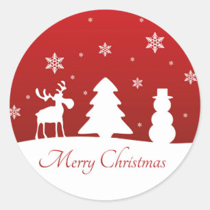 Christmas Tree Reindeer Snowman Classic Round Sticker