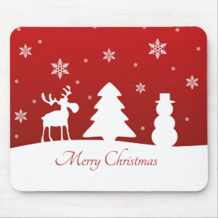 Christmas Tree Reindeer Snowman Mouse Mat