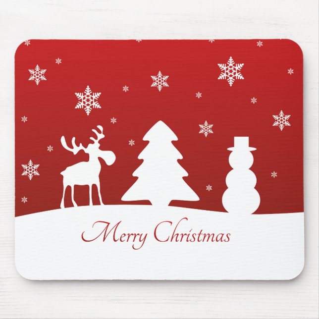 Christmas Tree Reindeer Snowman Mouse Mat (Front)