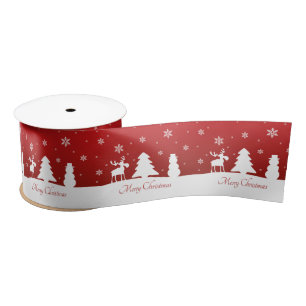 Christmas Tree Reindeer Snowman Satin Ribbon