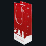 Christmas Tree Reindeer Snowman Wine Gift Bag<br><div class="desc">Modern minimalist simple Christmas illustration featuring white silhouettes of reindeer,  tree,  snowman and snowflakes with Merry Christmas greeting on a red background.</div>