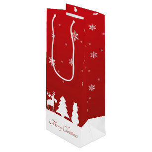 Christmas Tree Reindeer Snowman Wine Gift Bag