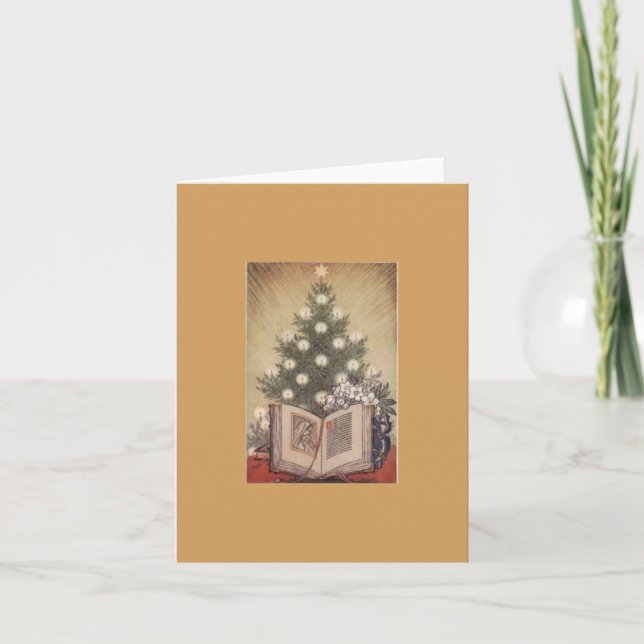 Christmas Tree Religious Vintage Holiday Note Card (Front)