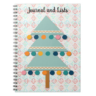 Christmas Tree Retro Art Journal and Lists Spiral