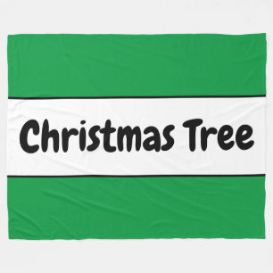 CHRISTMAS TREE Retro Bright Green White Stripes Fleece Blanket