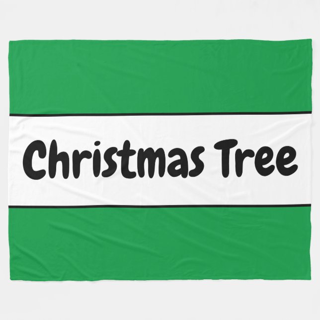 CHRISTMAS TREE Retro Bright Green White Stripes Fleece Blanket (Front (Horizontal))