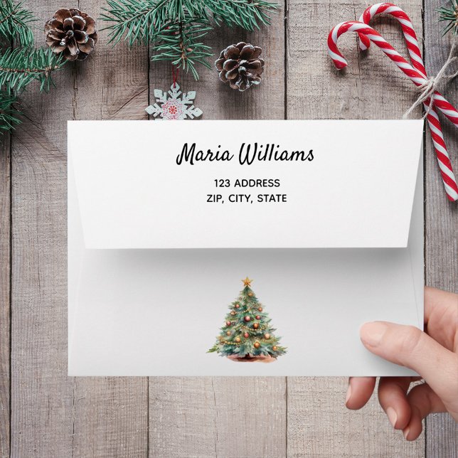 Christmas tree return address envelope (Creator Uploaded)