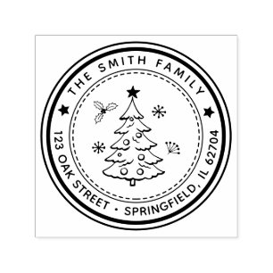 Christmas Tree Return Address Ruber Stamp