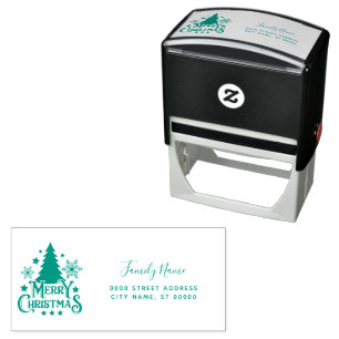 Christmas Tree Return Address Self-inking Stamp