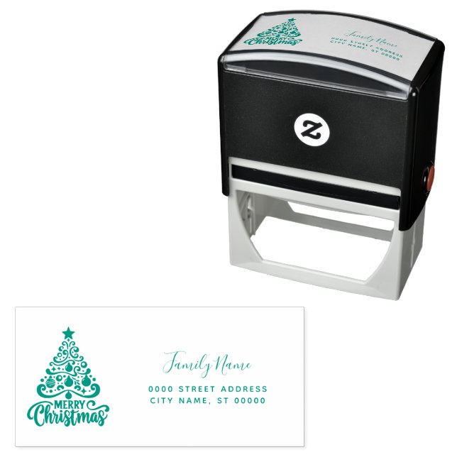 Christmas Tree Return Address Self-inking Stamp (In Situ)
