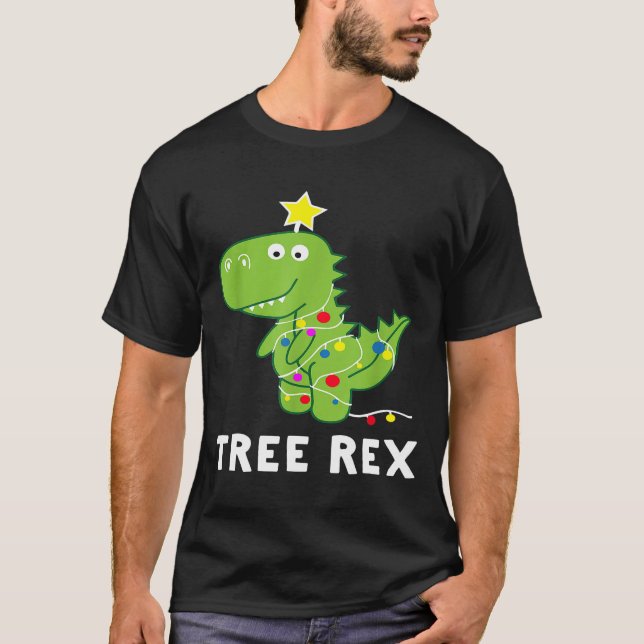 Christmas Tree Rex Dinosaur Christmas Graphic T-Shirt (Front)