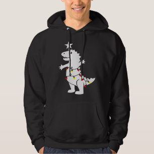 Christmas Tree Rex Dinosaur Xmas Lights Rex Pun Jo Hoodie