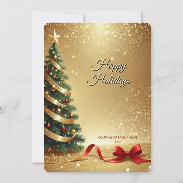 Christmas Tree Ribbons Holiday Card (Front)
