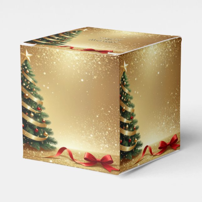 Christmas Tree Ribbons Holiday Favor Box (Front Side)