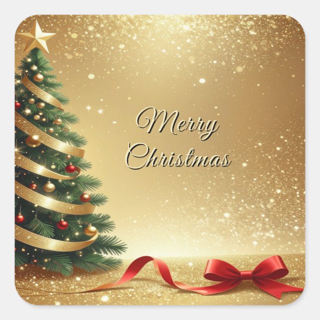 Christmas Tree Ribbons Holiday Sticker (Front)